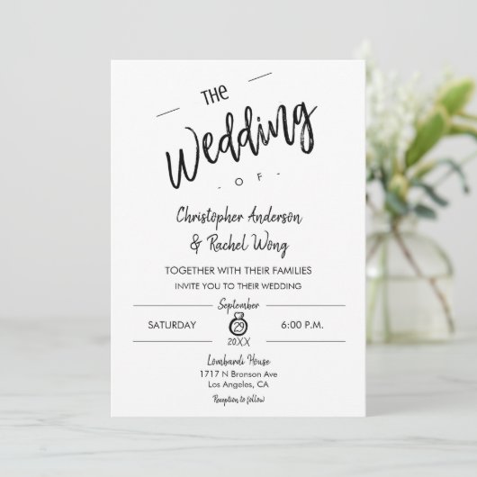 Benutzerdefiniertes Minimalistisches Skript zum Ho Einladung (Stehend Vorderseite)