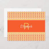 Benutzerdefiniertes Mit Monogramm-gelbes Orange ge Mitteilungskarte (Vorne/Hinten)