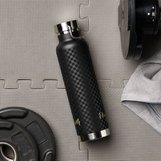 Benutzerdefiniertes Mit Monogramm, modernes schwar Trinkflasche (Fitnessstudio)