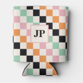 Benutzerdefiniertes Mit Monogramm Retro-Prüfbrett Dosenkühler (Vorderseite)