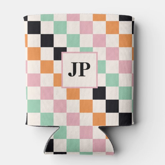 Benutzerdefiniertes Mit Monogramm Retro-Prüfbrett Dosenkühler (Rückseite)