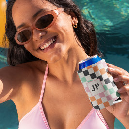 Benutzerdefiniertes Mit Monogramm Retro-Prüfbrett Dosenkühler