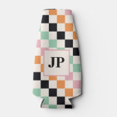 Benutzerdefiniertes Mit Monogramm Retro-Prüfbrett Flaschenkühler (Vorderseite)