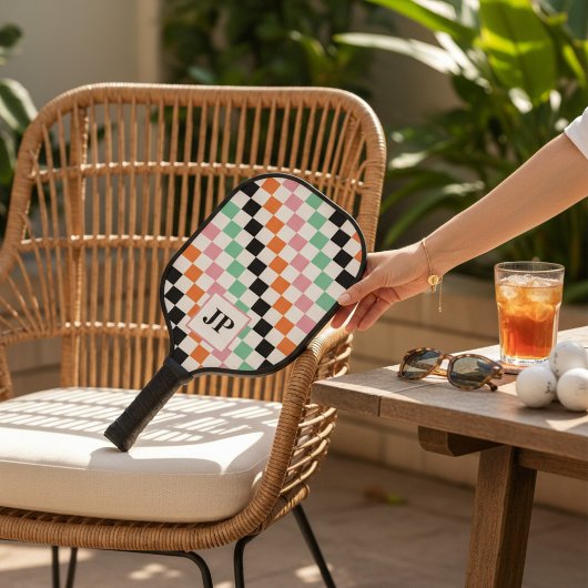Benutzerdefiniertes Mit Monogramm Retro-Prüfbrett Pickleball Schläger