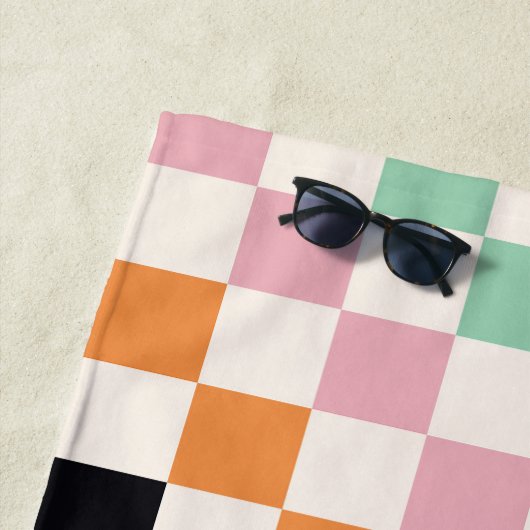 Benutzerdefiniertes Mit Monogramm Retro-Prüfbrett Strandtuch (Beispiel)