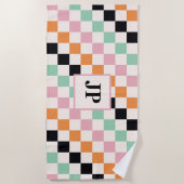 Benutzerdefiniertes Mit Monogramm Retro-Prüfbrett Strandtuch (Vorderseite)