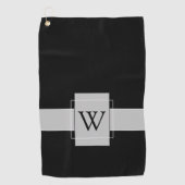 Benutzerdefiniertes Mit Monogramm Schwarz-weiß Golfhandtuch (Vorderseite)
