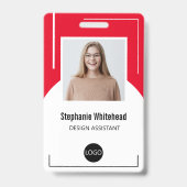 Benutzerdefiniertes Mitarbeiter-Foto-ID-Logo Rot Ausweis (Front)