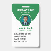 Benutzerdefiniertes Mitarbeiter-ID-Abzeichen grün Ausweis (Front)