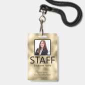 Benutzerdefiniertes Mitarbeiter-QR-Code-Event Gold Ausweis (Vorderseite mit Lanyard)