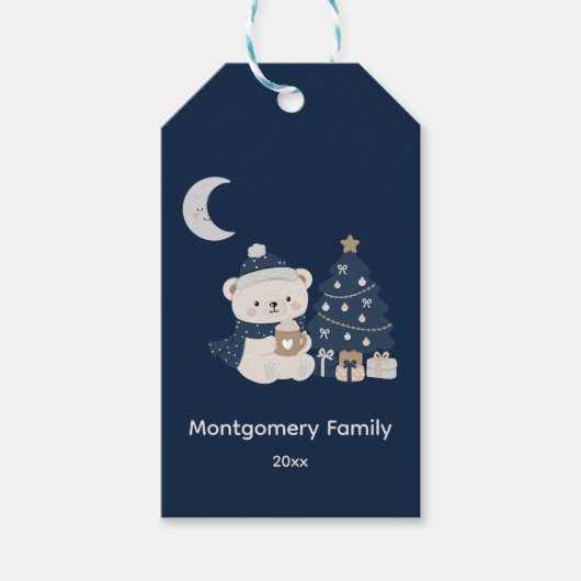 Benutzerdefiniertes Mitternachtsweihnachten | Navy Geschenkanhänger (Vorderseite)