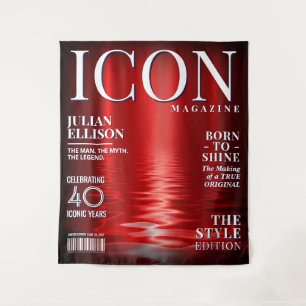 Benutzerdefiniertes Mode-Magazin-Banner, Schwarz-R Wandteppich