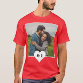 Benutzerdefiniertes Modern Foto Heart Monogram Ini T-Shirt (Vorderseite)