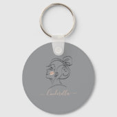 Benutzerdefiniertes modernes Design Monogramm-Gesc Schlüsselanhänger (Rückseite)