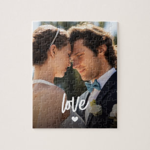 Benutzerdefiniertes modernes Foto-Liebe-Script-Paa Puzzle