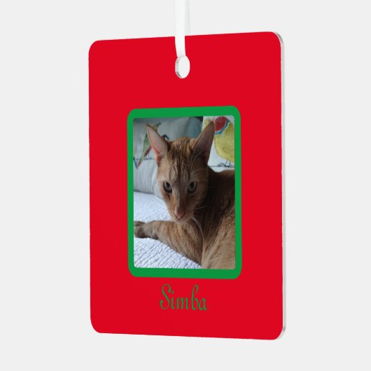 Benutzerdefiniertes, modernes Foto Rot Grün Ornament Aus Metall (Vorderseite links)