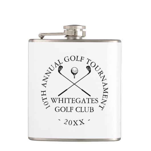 Benutzerdefiniertes modernes Golfclub-Turnier  Flachmann (Vorderseite)