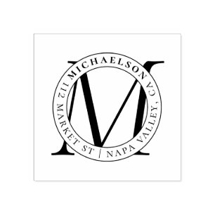 Benutzerdefiniertes modernes Monogramm  Nachname R Gummistempel