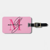Benutzerdefiniertes modernes rosa initialen Name M Gepäckanhänger (Vorderseite horizontal)