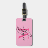 Benutzerdefiniertes modernes rosa initialen Name M Gepäckanhänger (Vorderseite vertikal)