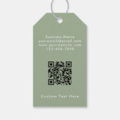 Benutzerdefiniertes modernes sagegrünes QR-Code-Pr Geschenkanhänger (Rückseite)