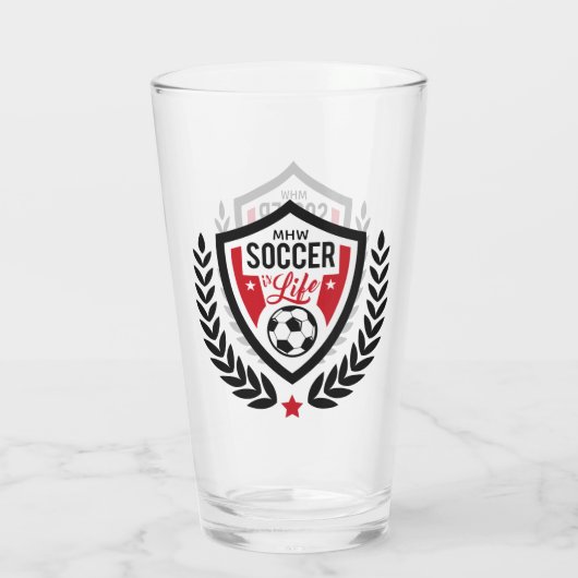 Benutzerdefiniertes Monogram-Fußballlogo Glas (Rückseite)