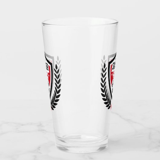 Benutzerdefiniertes Monogram-Fußballlogo Glas (Links)