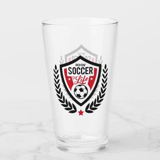 Benutzerdefiniertes Monogram-Fußballlogo Glas (Vorderseite)