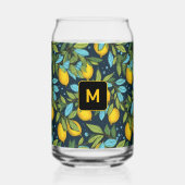 Benutzerdefiniertes Monogram-Lemon-Muster Dosenglas (Rückseite)