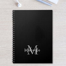Benutzerdefiniertes Monogram Name Black Notebook Notizblock