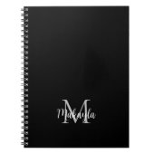 Benutzerdefiniertes Monogram Name Black Notebook Notizblock (Vorderseite)