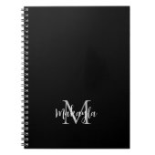 Benutzerdefiniertes Monogram Name Black Notebook Notizblock (Vorderseite)