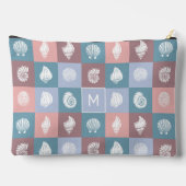 Benutzerdefiniertes Monogram Seashells Muster Zubehörtasche (Rückseite)