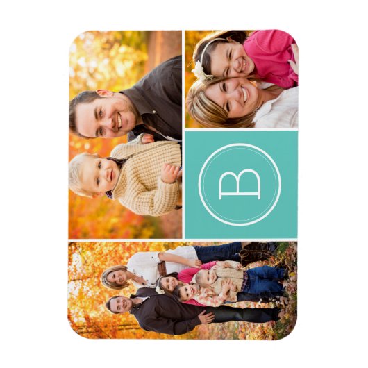 Benutzerdefiniertes Monogramm 3-Foto-Magnet Magnet (Vertikal)