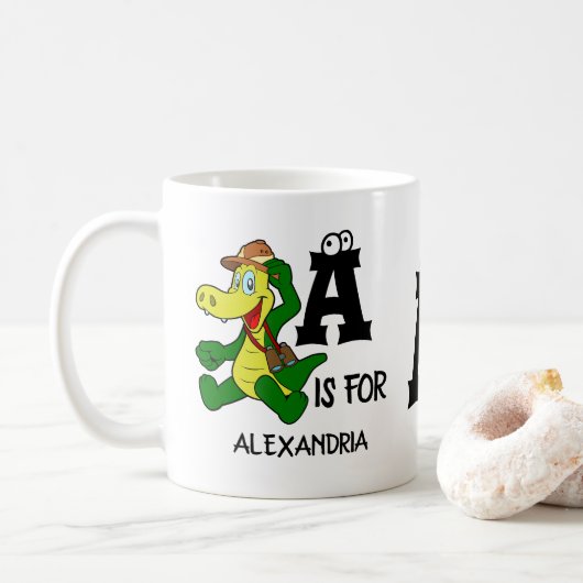 Benutzerdefiniertes Monogramm A ist für das komisc Kaffeetasse (Mit Donut)