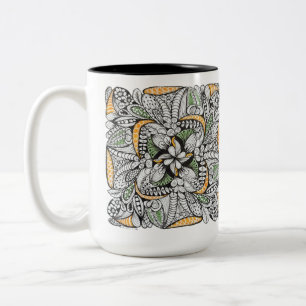 Benutzerdefiniertes Monogramm Abstract Doodle  Zweifarbige Tasse