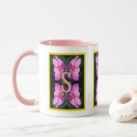 Benutzerdefiniertes Monogramm Anfangsbuchstabe Nam Tasse (Mit Donut)