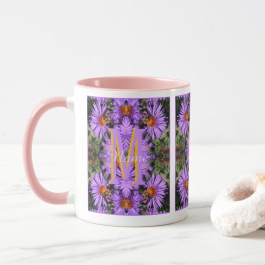 Benutzerdefiniertes Monogramm Anfangsbuchstabe Nam Tasse (Mit Donut)