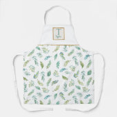 Benutzerdefiniertes Monogramm, Aquamarines, grünes Schürze (Vorderseite)