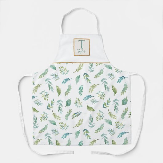 Benutzerdefiniertes Monogramm, Aquamarines, grünes Schürze (Vorderseite)