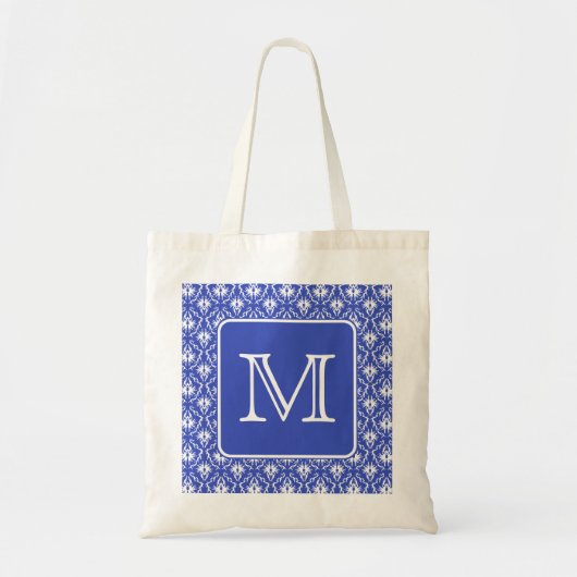 Benutzerdefiniertes Monogramm, auf blauem und weiß Tragetasche (Vorne)