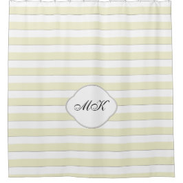 Benutzerdefiniertes Monogramm auf gelben Streifen  Duschvorhang