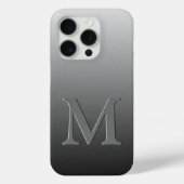 Benutzerdefiniertes Monogramm auf Ombre Schwarz Gr Case-Mate iPhone Hülle (Rückseite)