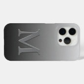 Benutzerdefiniertes Monogramm auf Ombre Schwarz Gr Case-Mate iPhone Hülle (Rückseite (Horizontal))