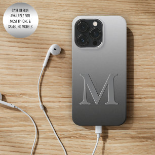 Benutzerdefiniertes Monogramm auf Ombre Schwarz Gr Case-Mate iPhone Hülle