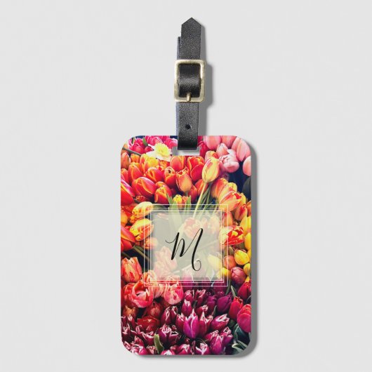 Benutzerdefiniertes Monogramm auf Tulips Gepäckanhänger (Vorderseite Vertikal)