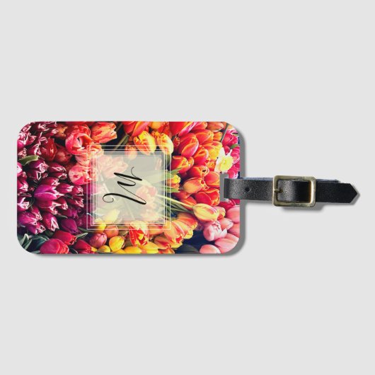 Benutzerdefiniertes Monogramm auf Tulips Gepäckanhänger (Vorderseite (Horizontal))