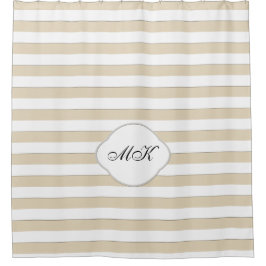Benutzerdefiniertes Monogramm auf weißen Streifen  Duschvorhang