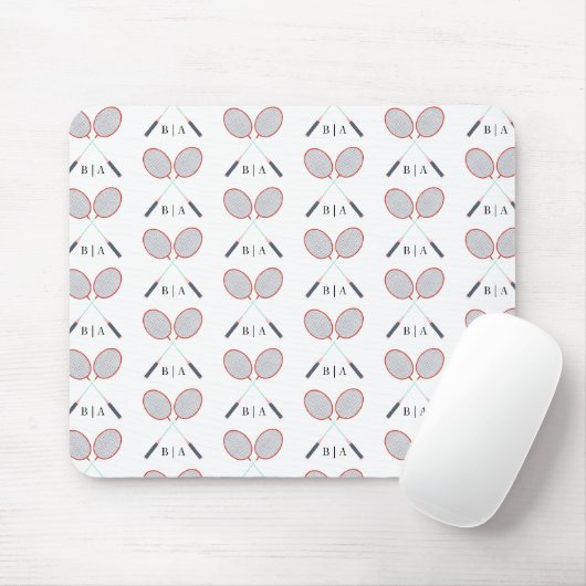 Benutzerdefiniertes Monogramm Badminton-Muster Mousepad (Mit Mouse)