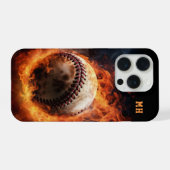 Benutzerdefiniertes Monogramm Baseball in Flammen iPhone Hülle (Rückseite (Horizontal))